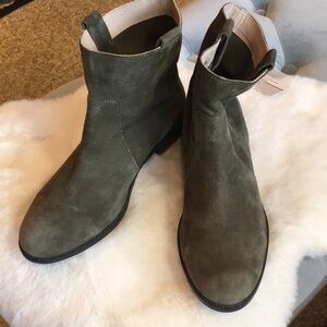 Green Suede Booties